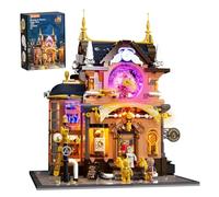 LUMIBRICKS Alchemisten-Wanderburg Steampunk Fantasy Bauset - 3180+ pezzi serratura a piedi con luci magiche a LED & gioco di meccanica interattiva, modello da collezione per adulti