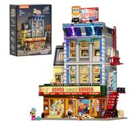 Lumibricks Barbershop Set di mattoncini da costruzione con illuminazione, 2557 pezzi, edificio stradale retrò di Brooklyn, modello modulare con struttura girevole, kit per adulti dai 16 anni in su