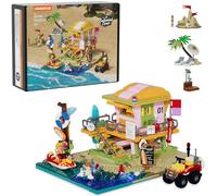 Lumibricks Beach Lifeguard Tower Set di Costruzioni, 1015 Pcs Torre Bagnino Stile Miami Beach con 6 LED, Torre di Salvataggio & Modalità Castello di Sabbia, Modulare da Collezione, Regalo per Adulti