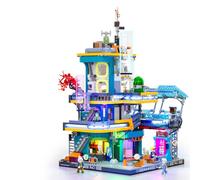 LUMIBRICKS Cyberpunk Appartamento con illuminazione, 2524 pezzi, casa modulare al neon città, set di mattoncini LED per adulti, modello stradale futuristico da costruire ed esporre, set da collezione