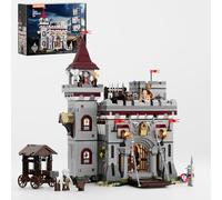 Lumibricks Kit di costruzione dell'armeria del castello medievale, 2895 pezzi con 11 luci LED, ponte levatoio e cancello mobili, armi d'assedio, 4 minifigure, serie medievale espandibile, set regalo e