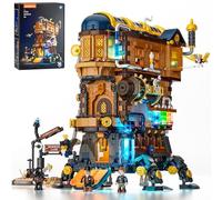 LUMIBRICKS Set di Costruzione Illuminato “Castello Mobile dell’Alchimista” - Modello Meccanico Steampunk Fantastico da 2690 Pezzi con Magica Luce Blu e Strutture Mobili,Ideale per Adulti e Adolescenti