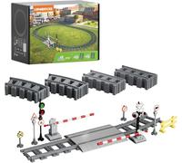 LUMIBRICKS Set di espansione per binari ferroviari, accessori con binari dritti e curvi, banchina, barriera, segnali e mattoncini stampati per impianti ferroviari