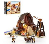 Lumibricks Set di miniere d'oro con illuminazione - 658 pezzi Western Mining Camp con carro Lore funzionante, dinamite, minifigure bifacciali e tunnel - Wildwest Set per adulti e ragazzi