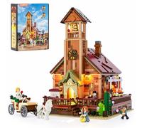 Lumibricks Western Meeting Hall - Set di mattoncini illuminati, 1800 pezzi, Wildwest, casa comune con luce LED, edificio modulare con interno estraibile, regalo per adulti