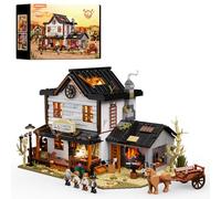 Lumibricks Wild West Blacksmith Lighting Building-Bricks Set - Western Forge House, 2042 pezzi, set da esposizione per gli amanti dell'ovest
