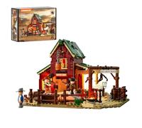 LUMIBRICKS Wild West Ranch Duel - Set di mattoncini da costruzione con illuminazione a LED, 1023 pezzi, modello Western Ranch per adulti, da collezione per i fan del selvaggio West