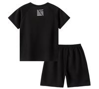 LumiJour Abbigliamento Sportivo Per Bambini Completo Per Ragazzi Maglietta A Maniche Corte Pantaloncini Da Allenamento Traspiranti Asciugatura Rapida Tuta Da Corsa Nero 11-12 anni
