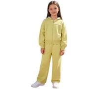 LumiJour Sut Jogging Bambine Cappuccio Con Maniche Lunghe Maglietta Ginnastica E Pantaloni Con Fermaglio Scatto Abito Allenamento Bambini Abito Villeggiatura Tuta Giallo 5-6 anni