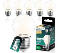 Lumiled Lampadina a LED P45 E27, ultra efficiente 2,2 W, 470 lm, ricambio da 40 W, 2700 K, bianco caldo, filamento in vetro smerigliato, a forma di goccia, angolo di diffusione