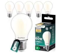 Lumiled Lampadina a LED ultra efficiente, A60, E27, 3,8 W, 840 lm, 2700 K, filamento in vetro smerigliato, 360 ricambio per 60 W, set da 6 pezzi, non dimmerabile, bianco caldo