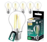 Lumiled Lampadina a LED ultra efficiente, A60, E27, 3,8 W, 840 lm, 2700 K, filamento trasparente, vetro trasparente, 360 ricambio per 60 W, set da 6 pezzi, non dimmerabile