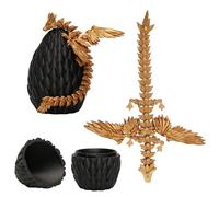 LUMIN TUTU Uovo di drago con drago, drago 3D nell'uovo con ali, giocattolo misterioso drago, 15 cm, uova di drago per collezionisti, compleanni e decorazioni (nero)