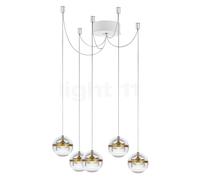 Lumina Limbus Cluster LED 5 fuochi, ottone/rosone bianco