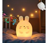 Lumina Notturna per Bambini in Silicone Morbido - Lampada LED con Rumore Bianco e Suoni Rilassanti - Luci notturne per Neonati, Portatile e Ricaricabile - Regalo per Ragazze Ragazzi - Coniglio