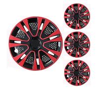 LuminaCreek Coprimozzi, copricerchi, set di 4 pezzi di ricambio for auto, rosso nero, 13 pollici