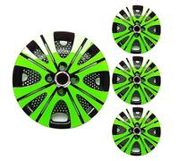 LuminaCreek Coprimozzi for auto da 14 pollici, copricerchi universali di ricambio, set di coprimozzi R14, verde e nero
