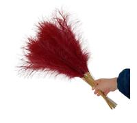 LuminaCreek Pampas Grass Grande 5/10/20 Pezzi Artificiale Pampas Grass Bouquet Festa Matrimonio Decorazione Casa Pianta Simulata Fai da Te Finto Fiore Canna Decorazione(Burgundy,5PCS)
