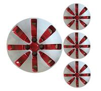 LuminaCreek Set di 4 coprimozzi universali for cerchi da 14", coprimozzi for cerchi da 14 pollici, argento rosso