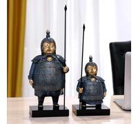 LuminaCreek Statue for Arredamento casa, Statue di guerrieri di Terracotta, sculture di Soldati di Guardia con Lancia, Statuette di Armature in Terracotta, Decorazioni for la casa(2pcs)
