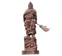 LuminaCreek Statuetta Decorativa da scrivania, Statua del Dio Guerriero Guan Gong Yu intagliata in Legno di Ebano Naturale Nero(6in H*1.6in L*1.6IN W)