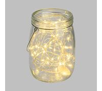 LuminalPark Barattolo con luci in vetro trasparente Ø11 x h 15,5 cm, 40 MicroLED bianco caldo a batteria