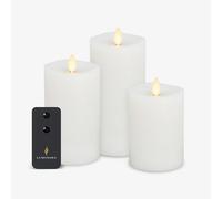 Luminara Set di 3 candele a LED senza fiamma realistiche bianche, funzionamento a batteria con telecomando, funzionamento a pilastro a fiamma mobile, funzionamento a colonna, cassaforte