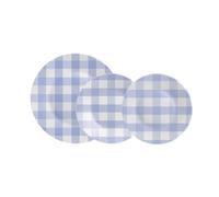 Luminarc Ingrid - Servizio da tavola in vetro opale blu, 18 pezzi, 6 | Opale decorato, piatti piani 25 cm, fondi 20 cm e dessert 19 cm, lavabili in lavastoviglie