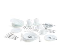 Luminarc Set 20 pezzi Trianon, posate in vetro opale, bianco, stoviglie + tazze + posate