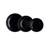 Luminarc Set di stoviglie in vetro nero Arcopal Zelie, 12 pezzi, 4 posti, nero