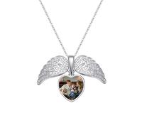 Luminaryxy Collana con medaglione personalizzato con ali d'angelo, ala dell'angelo custode, elegante collana con pendente a forma di ala d'angelo, regalo per donne