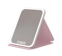 LuminaVerde Specchio cosmetico con illuminazione 3 modalità luce dimmerabile senza gradini, specchio per trucco con ingrandimento 10X LED, ricaricabile Type-C 17.5x23cm, design pieghevole per