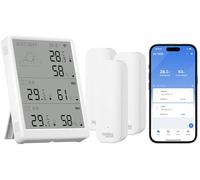 Luminea Home Control Set WiFi temperatura e umidità con display e 3 sensori, TLS-100