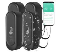 Luminea Home Control termometro wlan: set di 4 esterni e interni Wi-Fi- Sensori di temperatura e umidità, nero, compatibile con Alexa, Google Assistant e Siri, app gratuita