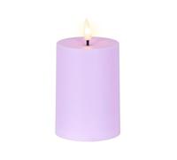 Lumineo Candela solare a LED per esterni, 7 x 10 cm, in plastica, decorazione da giardino, per esterni e giardino, funzionamento a batteria, candela decorativa, colore viola, bianco caldo