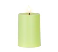 Lumineo Candela solare a LED per esterni, 7 x 10 cm, in plastica, decorazione da giardino, per esterni e giardino, funzionamento a batteria, candela decorativa, verde, bianco caldo