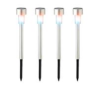 Lumineo Lampada solare a LED per esterni, 24 cm, in acciaio inox con cambio colore, set di 4 lampade solari da giardino, per esterni, giardino