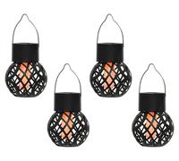 Lumineo Lampada solare da giardino, 7 x 9 cm, in plastica, set da 4 lanterne a LED con effetto fiamma, lampada a energia solare, lampada a sospensione per esterni, decorazione da giardino, balcone