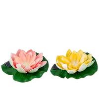 Lumineo Lampada solare da giardino a forma di ninfea, 17 x 6 cm, in plastica, 1 pezzo, colori assortiti, luce solare per piscina, laghetto da giardino, fontana, fiore, luce solare, decorazione da