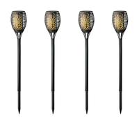 Lumineo Lampada solare da giardino, effetto fiamma, 61 cm, in plastica, set da 4 pezzi, luci a LED da giardino, per esterni, luce bianca calda