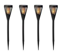 Lumineo Lampada solare da giardino, effetto fiamma, set da 4 pezzi, 45 cm, in plastica, LED da giardino, per esterni, luce solare per esterni, luce bianca calda