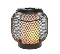 Lumineo Lanterna solare a LED, 14,5 x 15 cm, in metallo/plastica, colore nero, decorazione da giardino per esterni, lampada da giardino, luce solare per terrazze, balconi, con effetto lume di candela