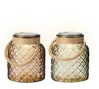 Lumineo Lanterna solare da giardino, 13,5 x 17 cm, vetro assortito, 1 pezzo, lampada solare con interruttore per giardino e balcone, decorazione in vetro solare con gioco di luce, illuminazione