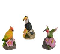 Lumineo Rilevatore di movimento, statuetta decorativa a forma di uccello, 11 x 7 cm, con sensore, 1 pezzo assortiti - esotico uccello decorativo da appoggiare - sensore di movimento innesca una