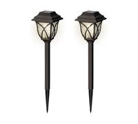 Lumineo Set di 2 lampade solari a LED per esterni, 33 cm, in plastica, per esterni, da giardino, colore nero, bianco caldo
