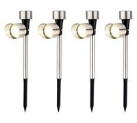 Lumineo Set di 4 lampade solari a LED per esterni, 23 cm, in acciaio inox, per esterni, da giardino, luce solare, da giardino, per esterni, giardino, bianco caldo