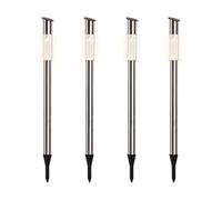 Lumineo Set di 4 lampade solari a LED per esterni, in acciaio inox, da 57 cm, per esterni, da giardino, da giardino, luce solare e da giardino, luce bianca calda