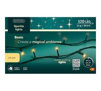 Lumineo Sparkle Lights, Catena Luminosa 120 LED Oro Soft, Cavo Verde 12m, Timer 8h On/16h Off, Uso Interno ed Esterno