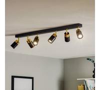 Luminex Faretto da soffitto Reno, 6 luci, nero/oro Luminex