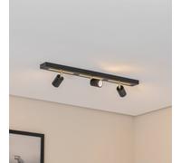 Luminex Faretto da soffitto Rodez, nero/oro, lunghezza 80 cm, a 3 luci. Luminex